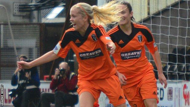 Denise O'Sullivan celebrates after scoring for Glasgow City in a recent league match