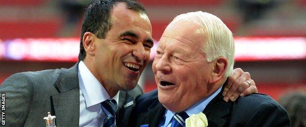 Dave Whelan with former manager Roberto Martinez