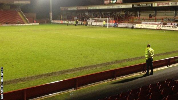 Hereford United's 200 protesting fans at Aggborough