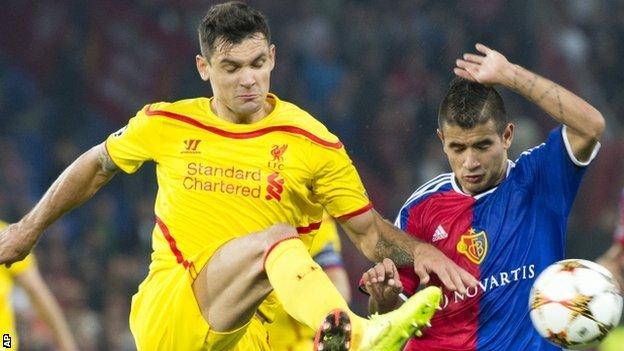 Lovren, left, in action against Basel