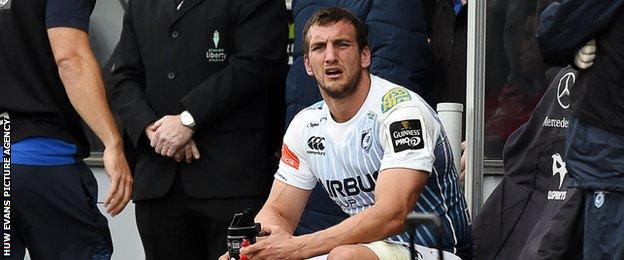 Cardiff Blues captain Sam Warburton looks on after being sin-binned
