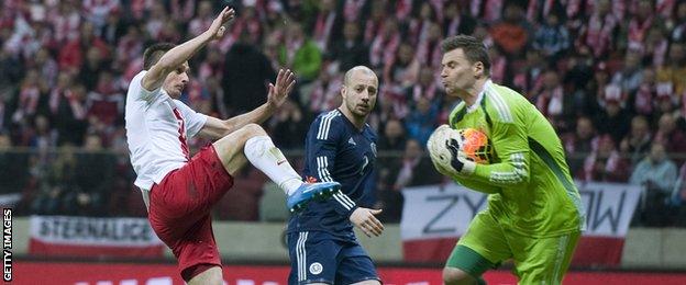 Scotland keeper David Marshall kept a clean sheet against Poland in the friendly match in March