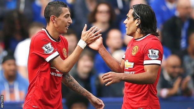 Angel Di Maria (left) with fellow new signing Radamel Falcao