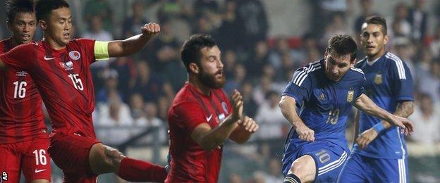 Lionel Messi scores twice as Argentina beat Hong Kong 7-0
