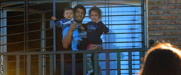 Luis Suarez and family after the World Cup