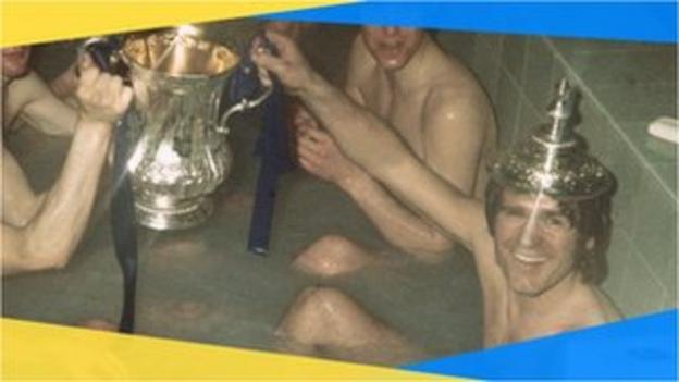 Chelsea's David Webb celebrates winning the 1970 FA Cup