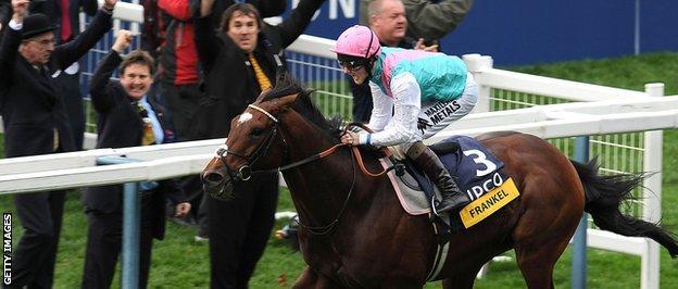 Frankel races to victory in the Champion Stakes at Ascot in 2012