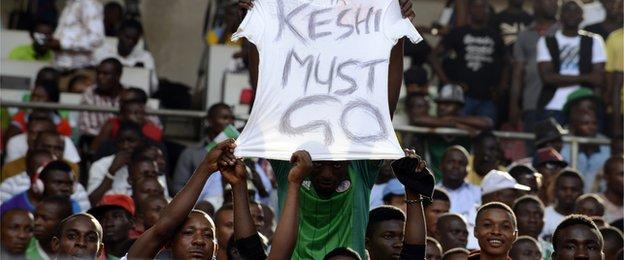 Nigeria fans protested against Keshi during Wednesday's match - and they got their wish