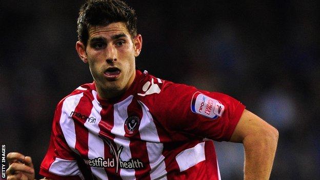 Ched Evans in action for Sheffield United