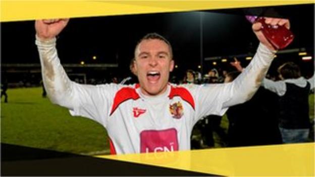 Stevenage's Peter Winn celebrates win over Newcastle in 2011 FA Cup