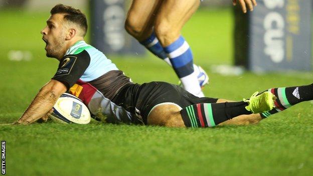 Danny Care scores for Harlequins in the 25-9 win over Castres in the European Rugby Champions Cup