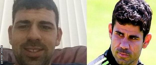 A split picture of a man who resembles Chelsea striker Diego Costa and Diego Costa