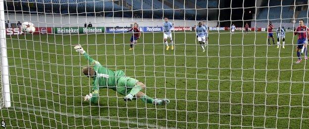 Joe Hart dived the right way for Natcho's penalty but City now have just two points from three games