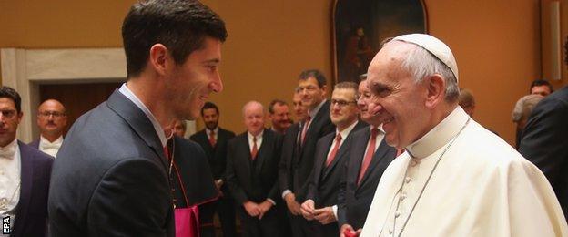 Bayern Munich players and staff met Pope Francis during a private audience on Wednesday