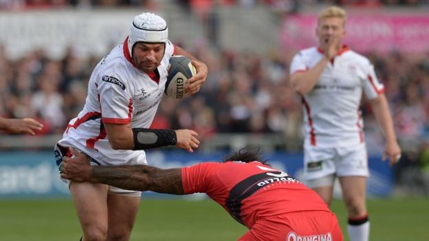 Ulster captain Rory Best tries to make ground for his side on his 50th European appearance for the Irish province