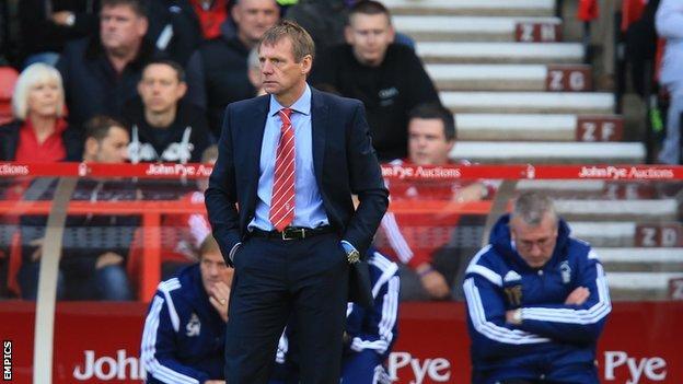 Nottingham Forest manager Stuart Pearce watches on during Saturday's defeat against Blackburn Rovers