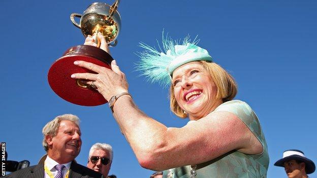 Gai Waterhouse with the Melbourne Cup in 2013
