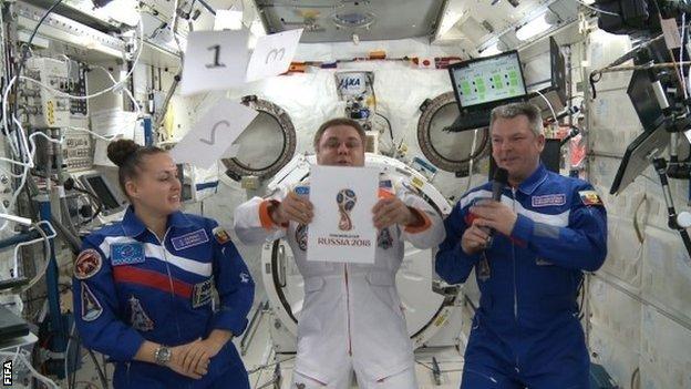 Russia 2018 World Cup emblem is revealed on the International Space Station