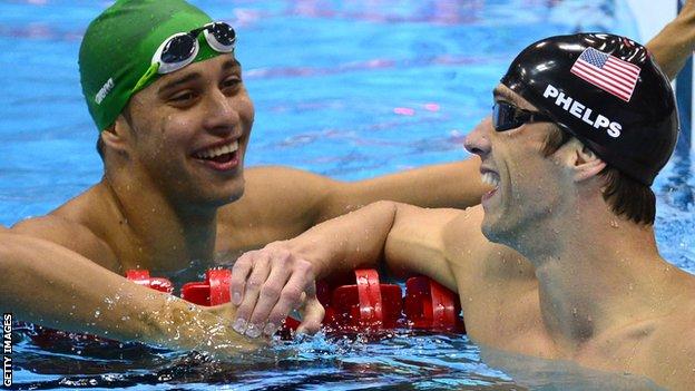 Chad Le Clos and Michael Phelps