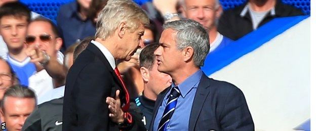 Arsenal boss Arsene Wenger (left) and Chelsea manager Jose Mourinho (right)