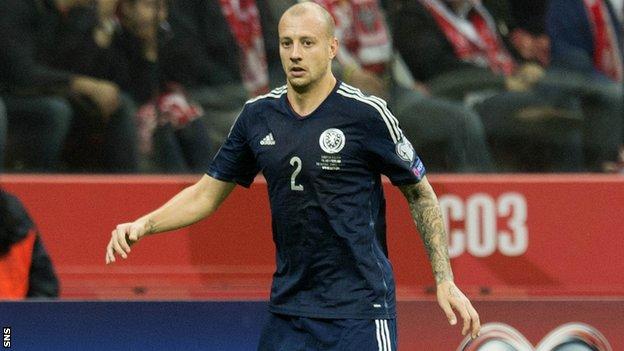 Alan Hutton playing for Scotland