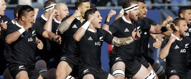 New Zealand perform the Haka in front of a 61,000 capacity crowd at Chicago's Soldier Field
