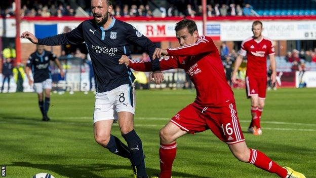 Kevin McBride and Aberdeen's Peter Pawlett