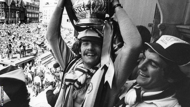 Alan Devonshire lifting the FA Cup in 1980
