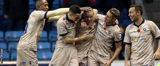 Alan Dunne celebrates Millwall's second goal
