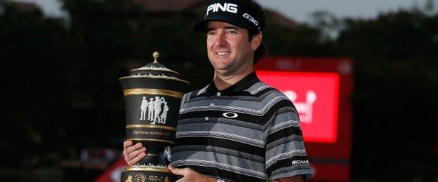 Bubba Watson with the trophy