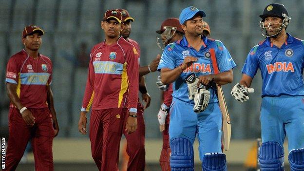 West Indies and India players during last year's World Twenty20
