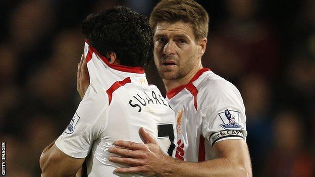 Liverpool's Luis Suarez & Steven Gerrard