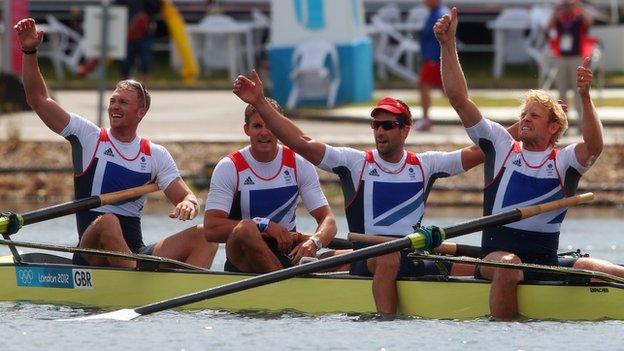 Alex Gregory (left) wins Olympic gold