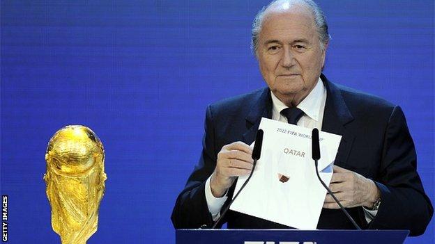 FIFA President Sepp Blatter at the official announcement of the 2022 World Cup host country
