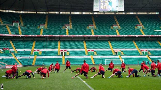 Scotland players train at Celtic Park