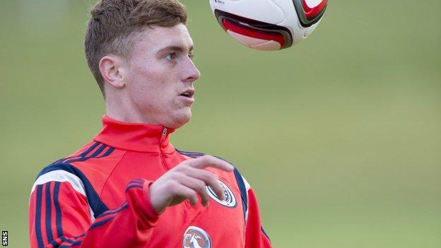 Rangers' Lewis Macleod in training with Scotland