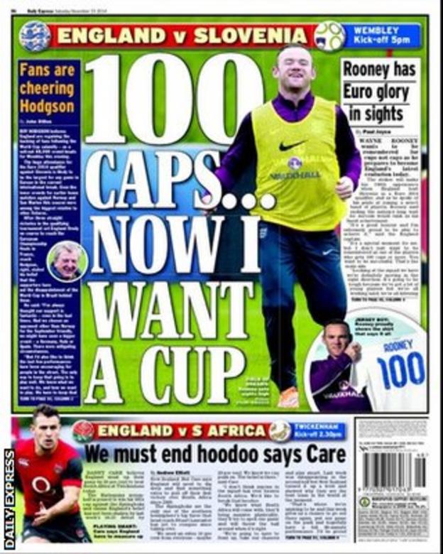 The back page of Saturday's Daily Express