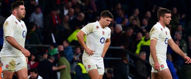 England look dejected after defeat by South Africa