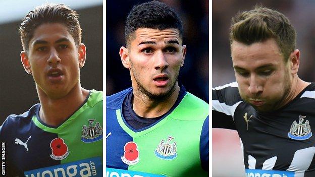 Ayoze Perez, Mehdi Abeid and Paul Dummett