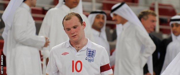 Wayne Rooney after England's friendly against Brazil in Doha