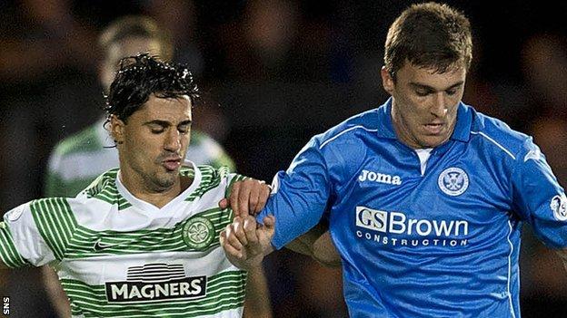 Celtic's Beram Kayal and St Johnstone's Adam Morgan