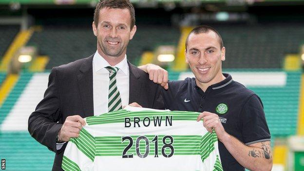 Celtic manager Ronny Deila with skipper Scott Brown