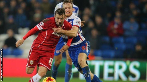 Cardiff City striker Adam Le Fondre in action against Reading