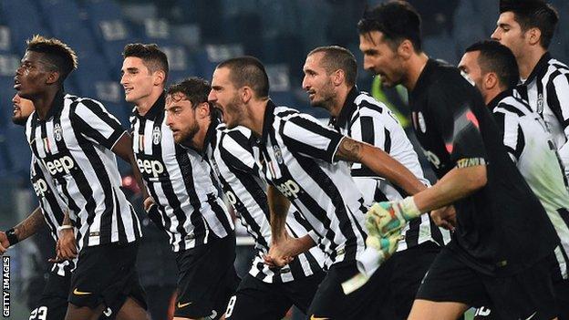 Juventus celebrate after beating Lazio