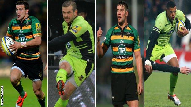 Lee Dickson, Stephen Myler, Calum Clark and Luther Burrell