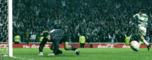 Scott Thomson saves Paul McStay's spot kick to win the League Cup