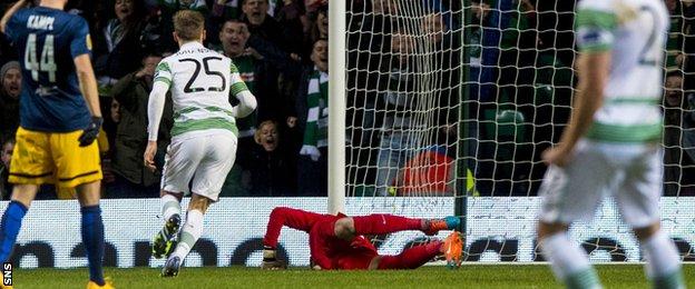 Stefan Johansen pulled one back for Celtic against Salzburg.