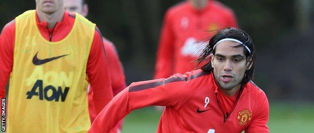 Falcao has returned to training sooner than expected after sustaining a calf injury