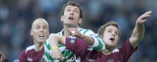 Chris Sutton playing for Celtic against Hearts