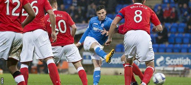 Michael O'Halloran lashes in the opening goal as St Johnstone got off to the perfect start.